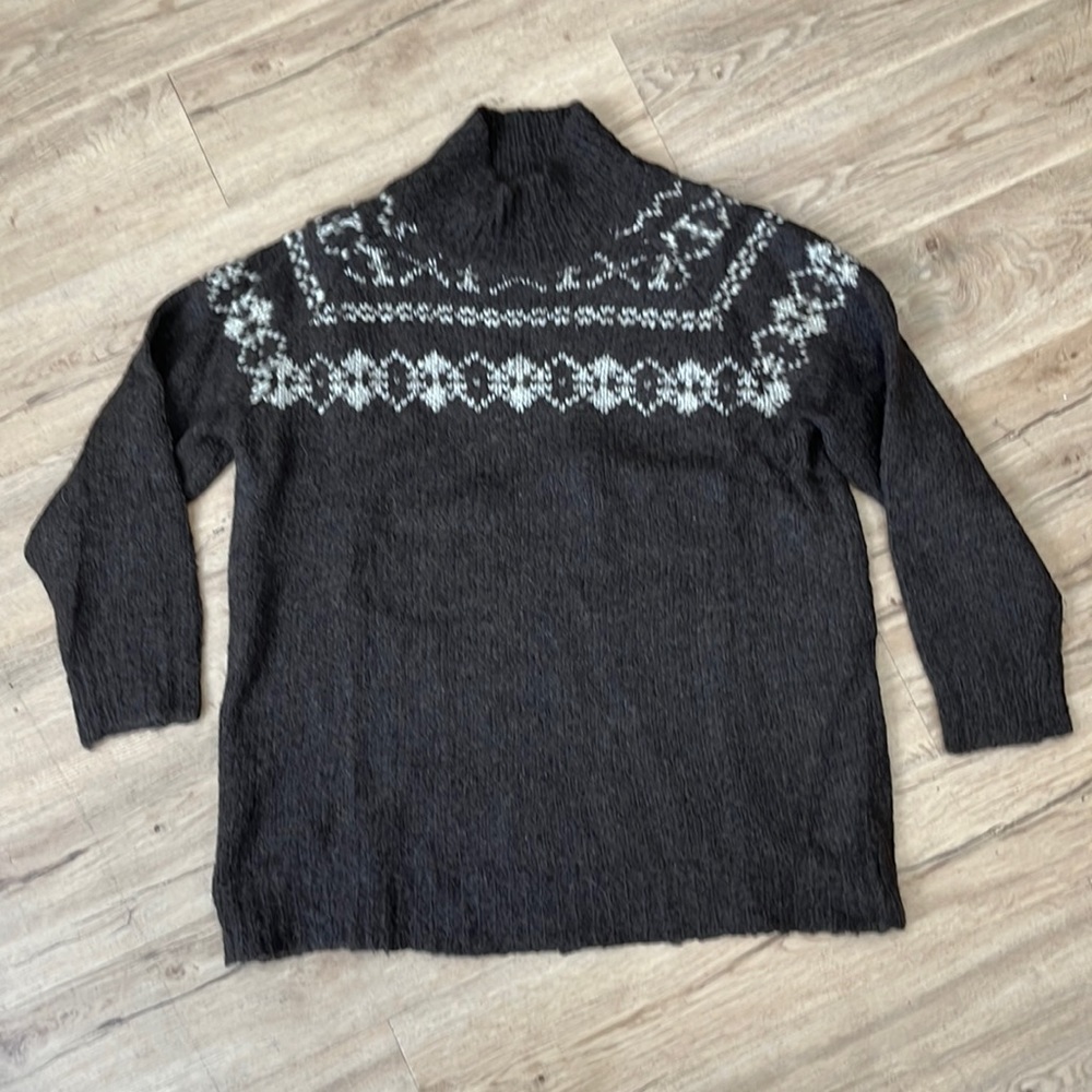 DKNY Vtg 90s Fair Isle Sweater Apres Ski Brown EUC